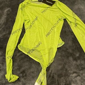 PrettyLittleThing Neon Green Mesh Top